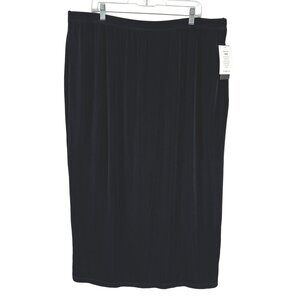Vikki Vi Straight Maxi Pull On Skirt 3X Black Solid Slinky Stretch NWT SS-2138